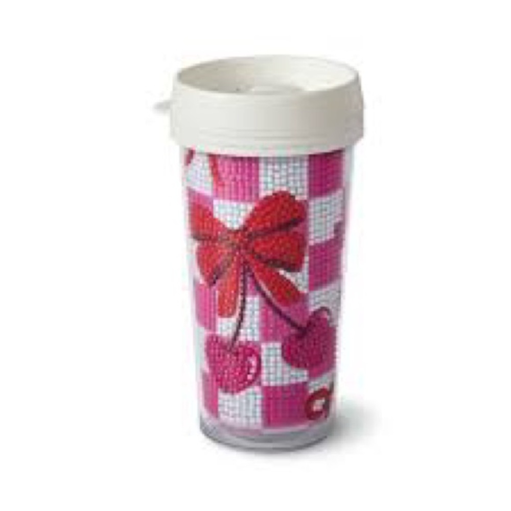Ashland Pink and White Diamond Art Travel Tumbler